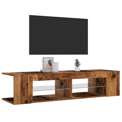 Mobile Porta TV con LED Legno Antico 135x39x30 cm Truciolato - homemem39