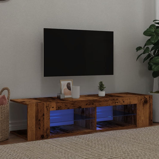 Mobile Porta TV con LED Legno Antico 135x39x30 cm Truciolato - homemem39