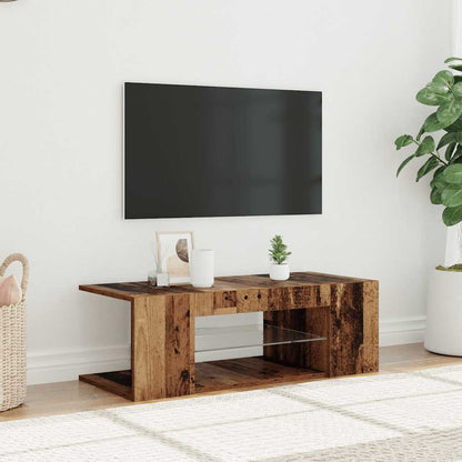 Mobile Porta TV con LED Legno Antico 90x39x30 cm Multistrato - homemem39