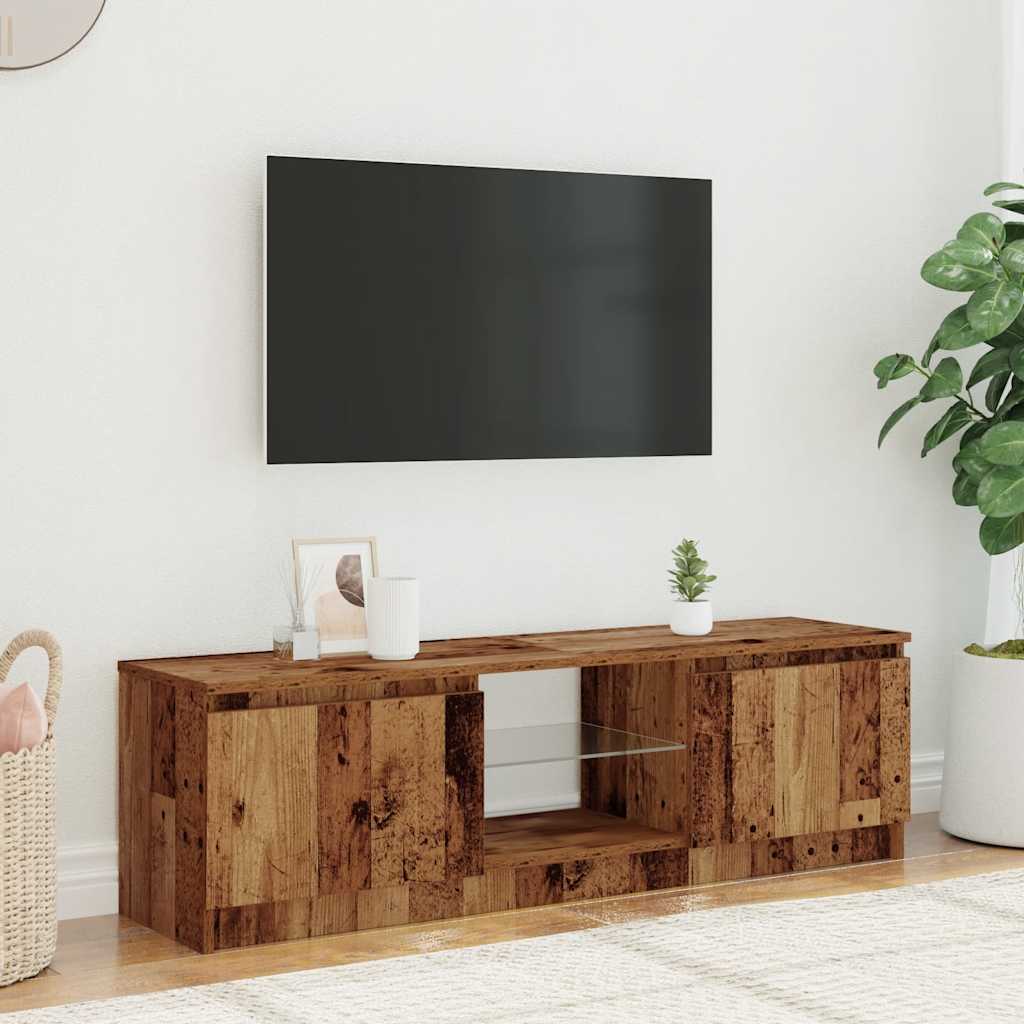 Mobile Porta TV con LED Legno Antico 120x30x36 cm Multistrato
