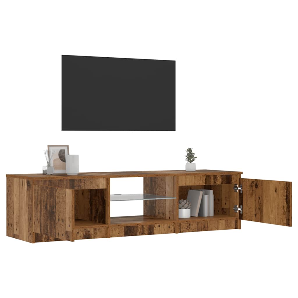 Mobile Porta TV con LED Legno Antico 140x40x36 cm Multistrato - homemem39