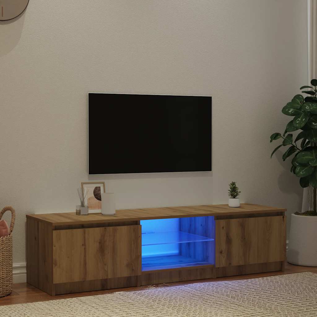 Mobile Porta TV con LED Artigianale 140x40x36 cm Multistrato - homemem39