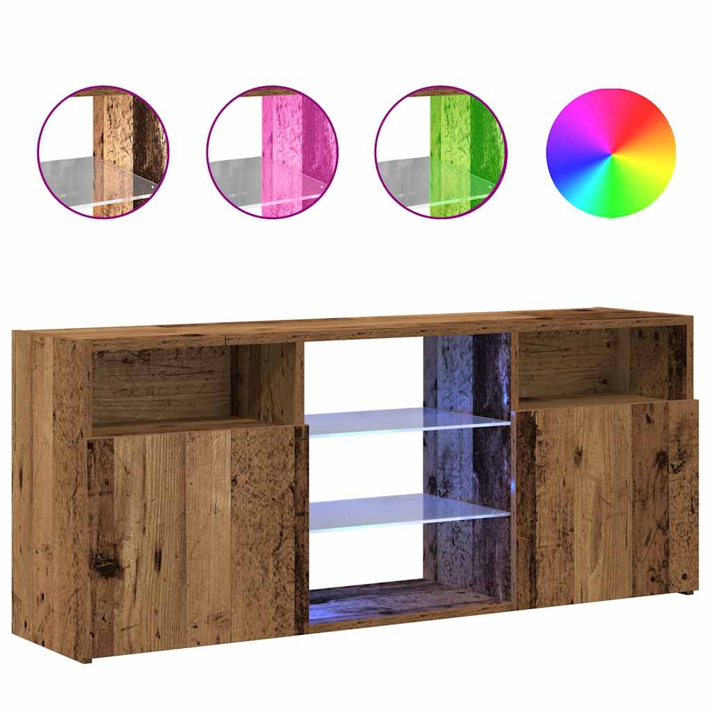 Mobile Porta TV con LED Legno Antico 120x30x50 cm Multistrato - homemem39