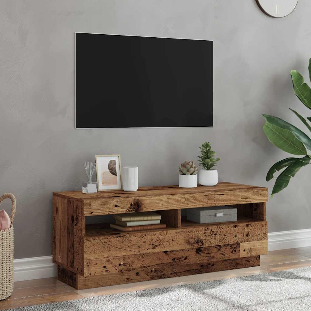 Mobile Porta TV con LED Legno Antico 100x35x40 cm Truciolato - homemem39