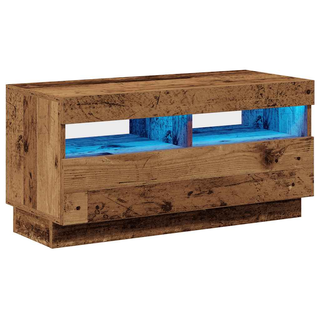 Mobile Porta TV con LED Legno Antico 80x35x40 cm Multistrato - homemem39