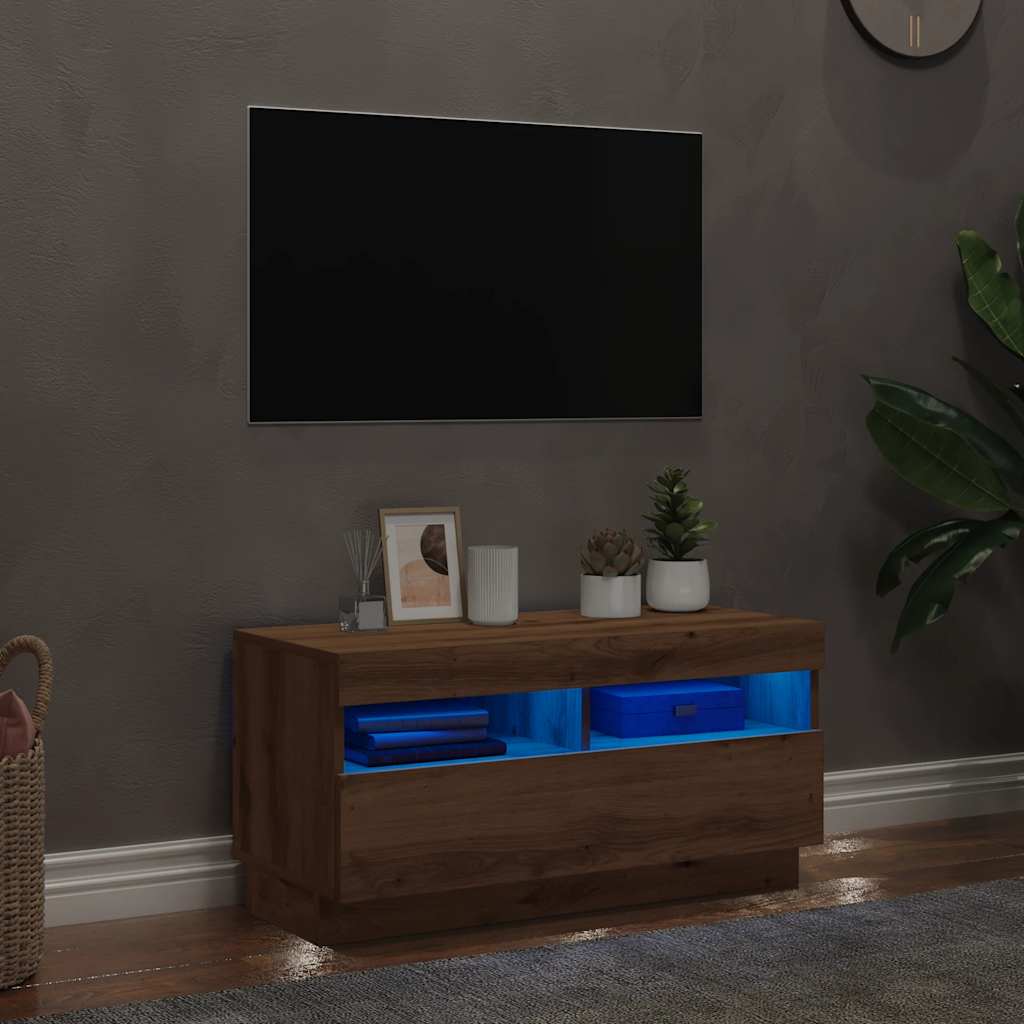 Mobile TV con Luci LED Artigianale 80x35x40cm Legno Multistrato - homemem39