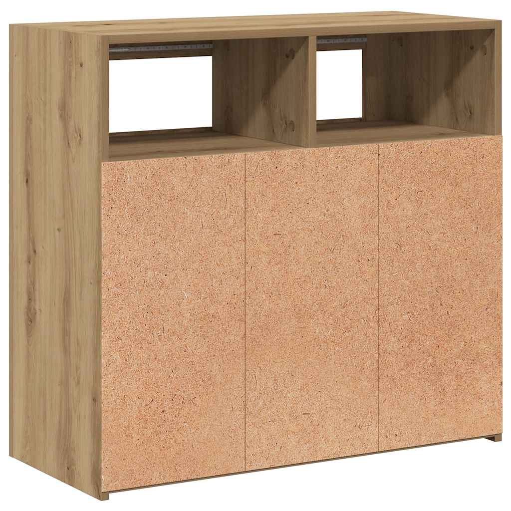 Credenza con Luci LED Artigianale 80x35x75 cm in Truciolato - homemem39