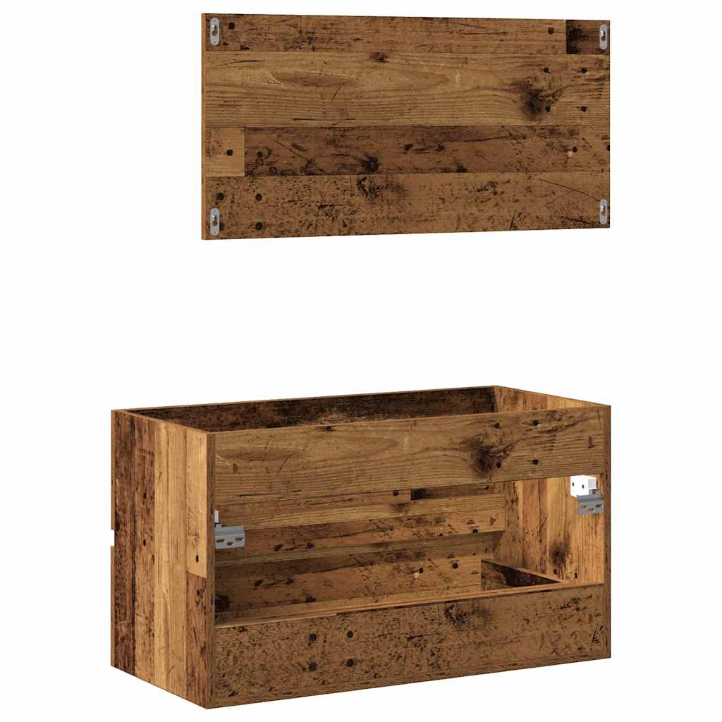 Mobile da Bagno con Specchio in Legno Antico Legno Multistrato | homemem39