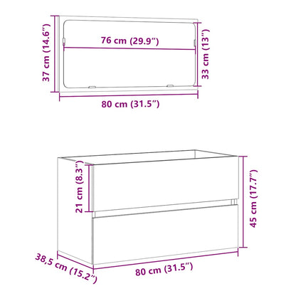 Mobile da Bagno con Specchio in Legno Antico Legno Multistrato | homemem39