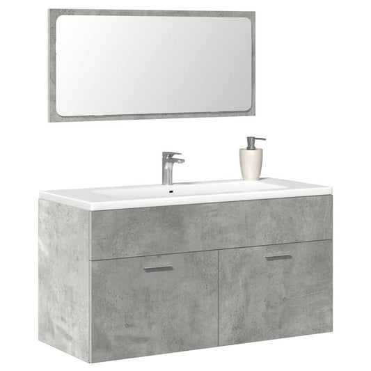 Mobile da Bagno con Specchio Grigio Cemento Legno Multistrato | homemem39