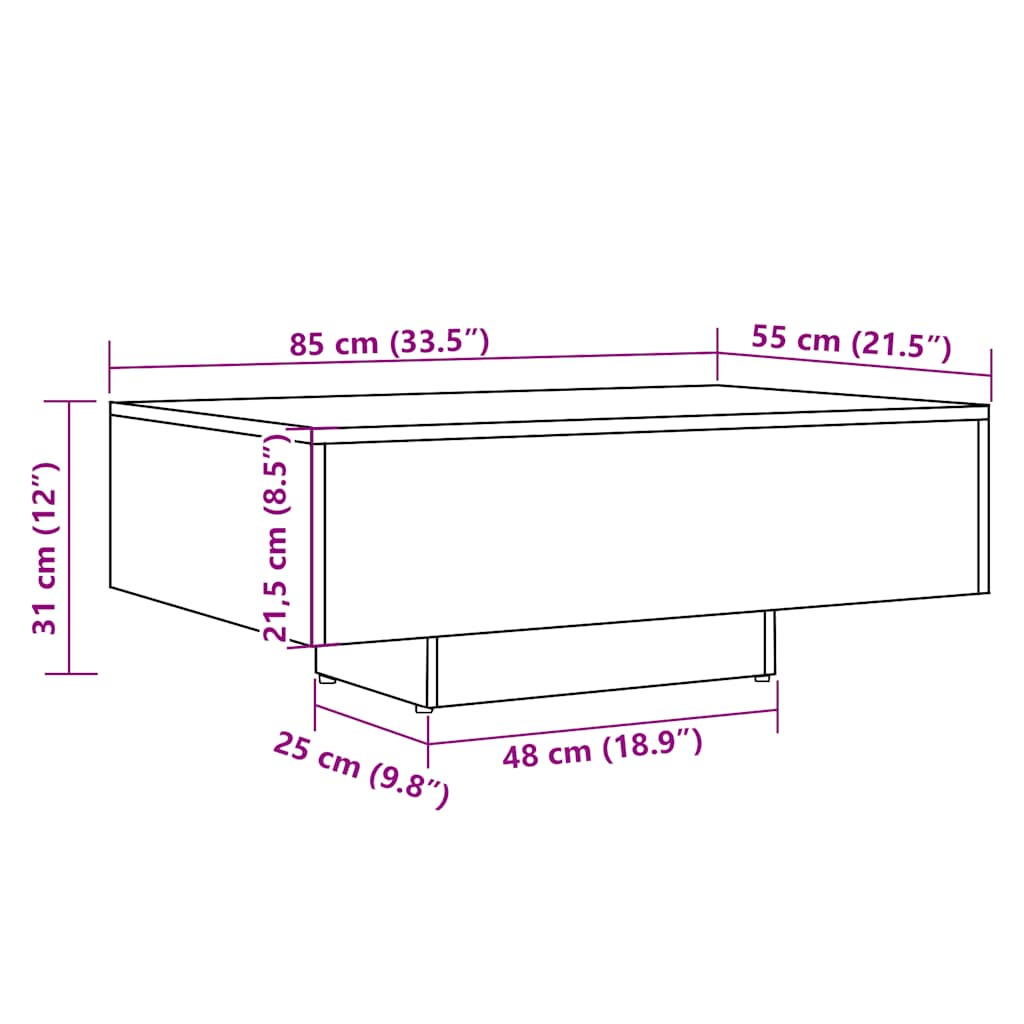 Tavolino da Salotto Legno Antico 85x55x31 cm Legno Multistrato | homemem39