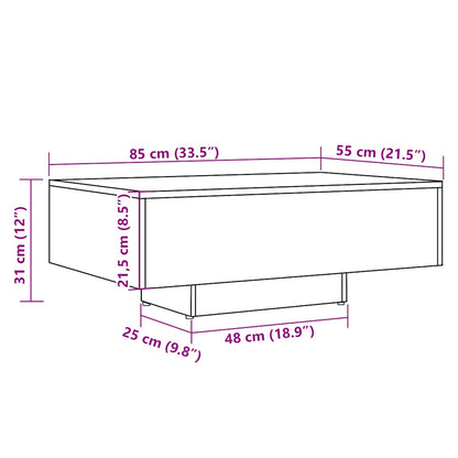 Tavolino da Salotto Legno Antico 85x55x31 cm Legno Multistrato | homemem39