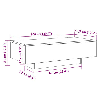 Tavolino Salotto Legno Antico 100x49,5x31 cm Legno Multistrato | homemem39