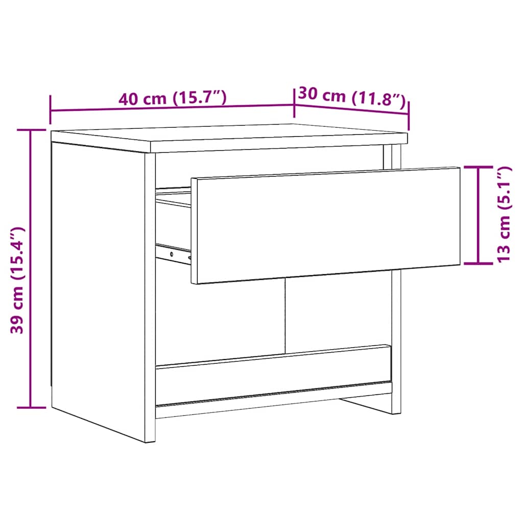 Comodini 2 pz Legno Antico 40x30x39 cm in Legno Multistrato - homemem39