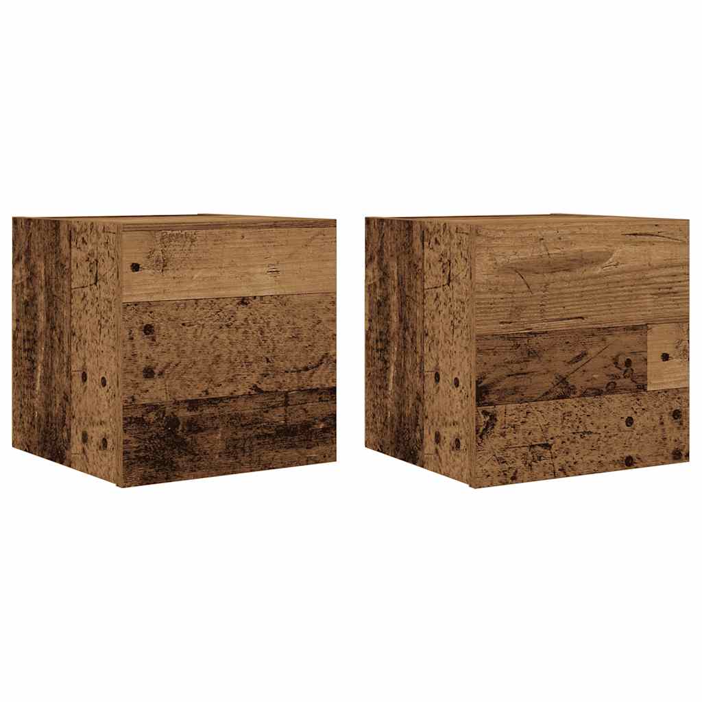 Mobili Porta TV a Parete 2pz Legno Antico 30,5x30x30 cm
