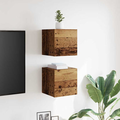 Mobili Porta TV a Parete 2pz Legno Antico 30,5x30x30 cm