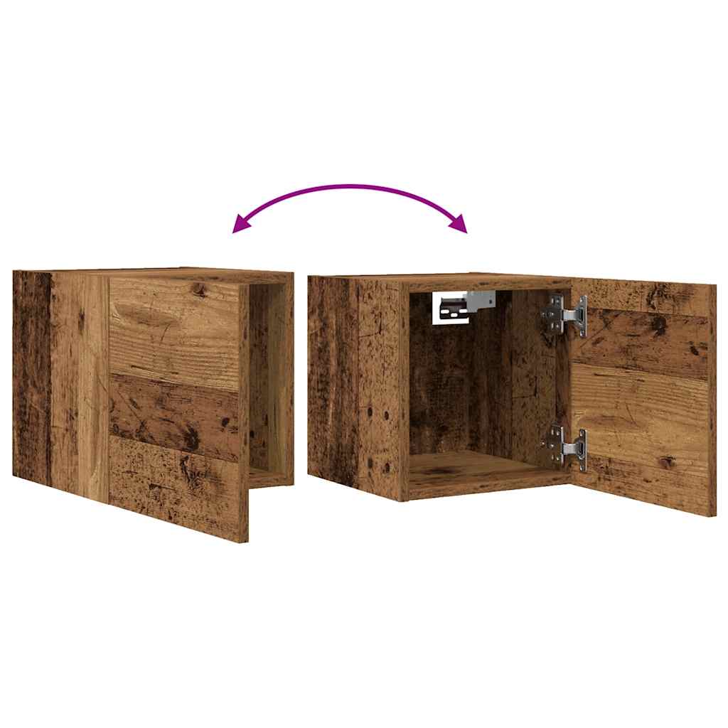 Mobili Porta TV a Parete 2pz Legno Antico 30,5x30x30 cm | homemem39