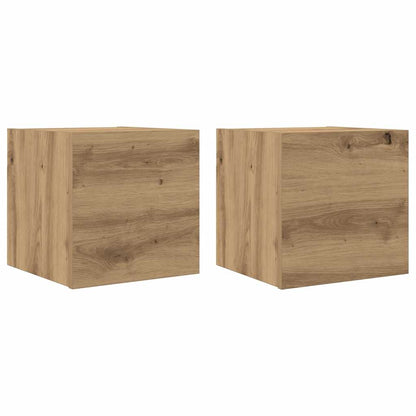 Armadietti TV Montati a Parete 2pz Artigianale 30,5x30x30 cm | homemem39