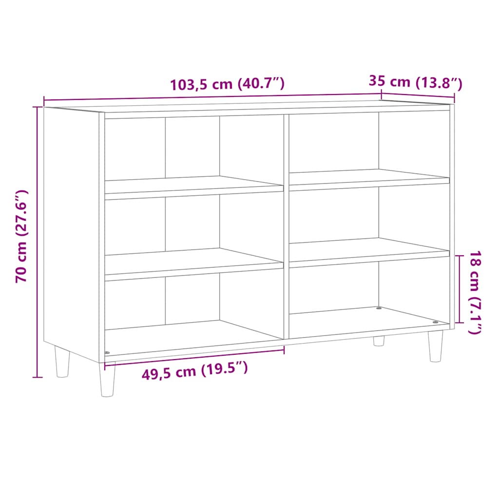 Credenza Rovere Artigianale 103,5x35x70 cm in Truciolato | homemem39