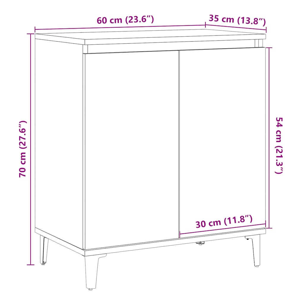 Credenza Rovere Artigianale 60x35x70 cm in Legno Multistrato - homemem39