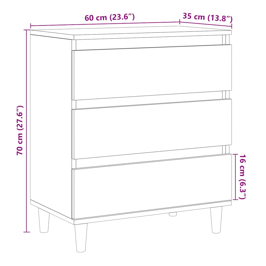 Credenza Legno Vecchio 60x35x70 cm in Legno Multistrato - homemem39