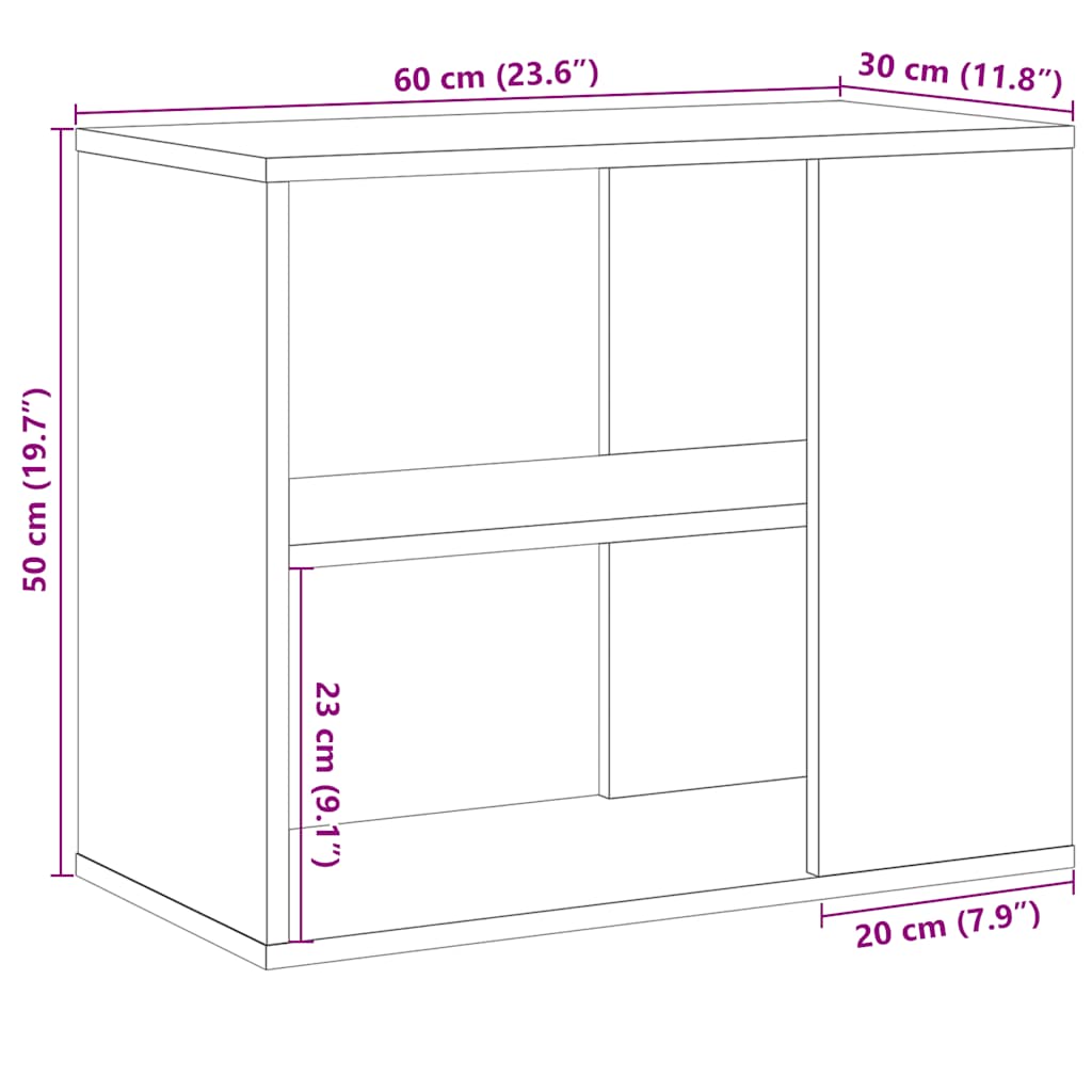 Mobiletto Laterale Rovere Artigianale 60x30x50 cm Multistrato
