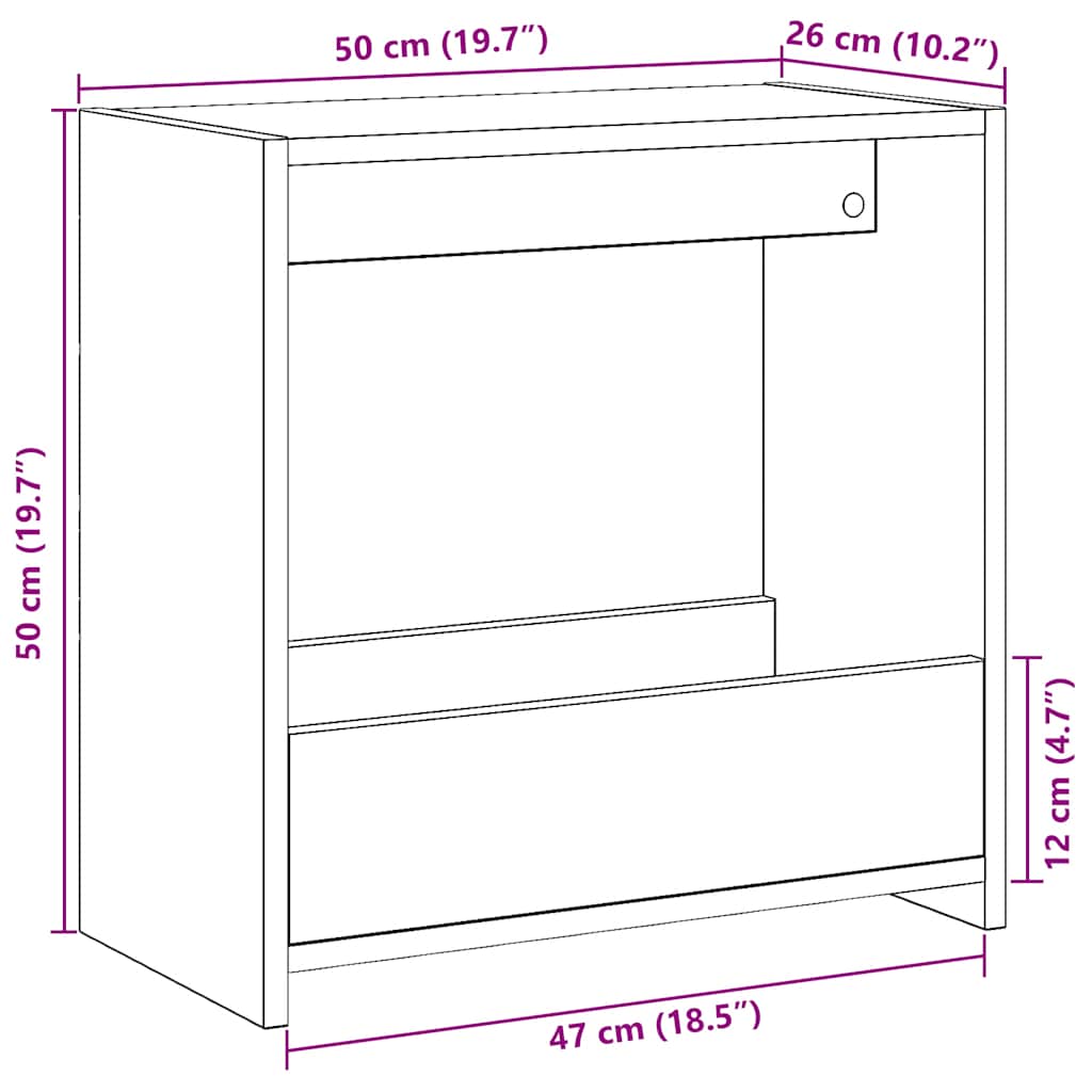Tavolino Rovere Artigianale 50x26x50 cm in Legno Multistrato