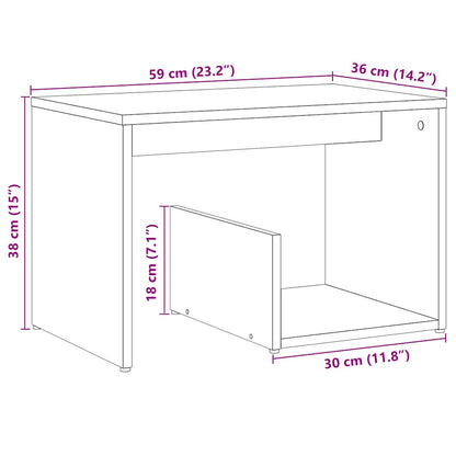 Tavolino Rovere Artigianale 59x36x38 cm in Legno Multistrato