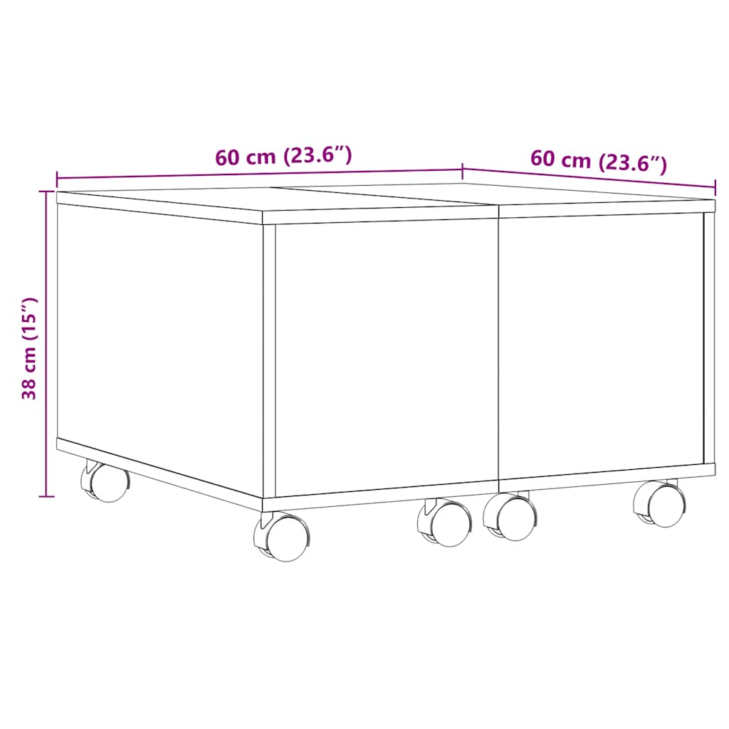 Tavolino da Salotto Legno Antico 60x60x38 cm Legno Multistrato | homemem39