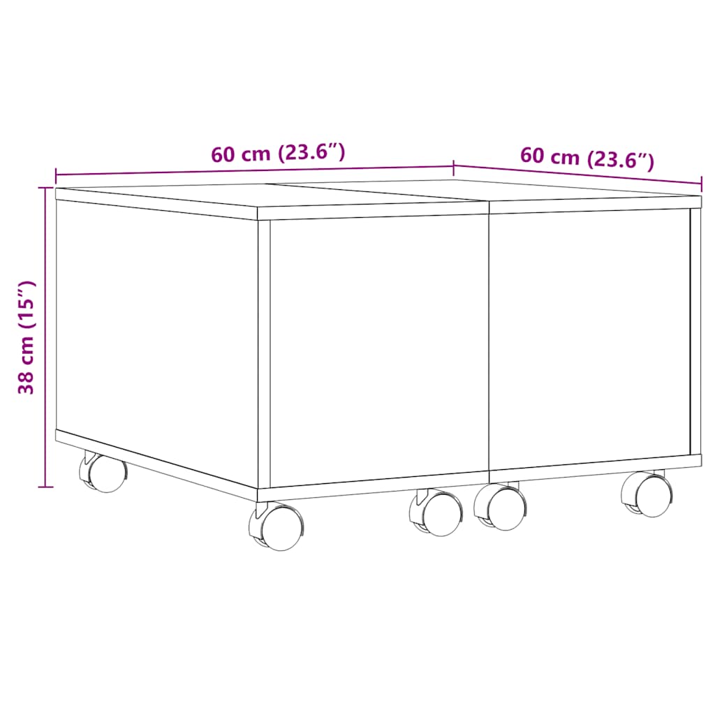 Tavolino Salotto Rovere Artigianale 60x60x38 cm in Truciolato | homemem39