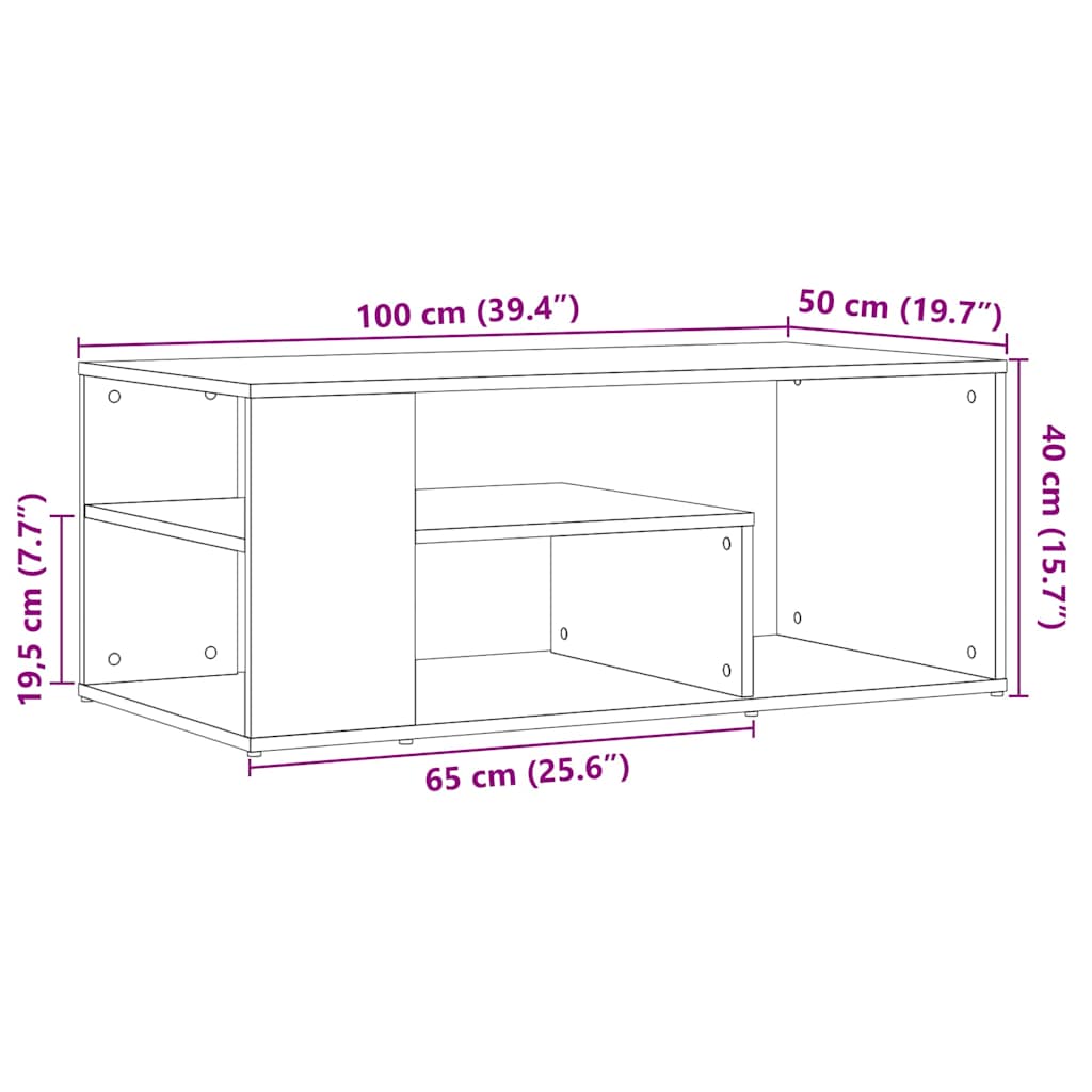 Tavolino Salotto Legno Vecchio 100x50x40 cm Legno Multistrato