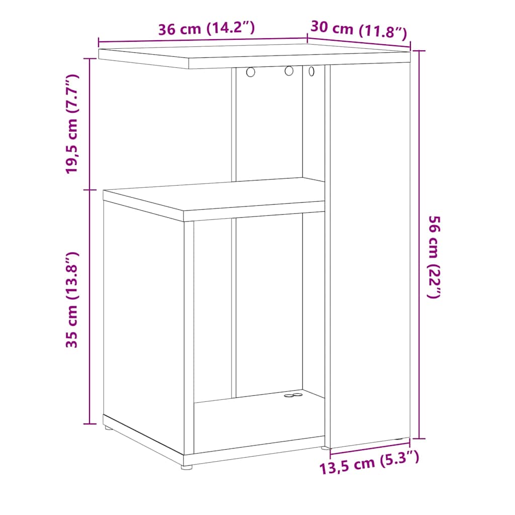 Tavolino da Salotto Legno Antico 36x30x56 cm Legno Multistrato