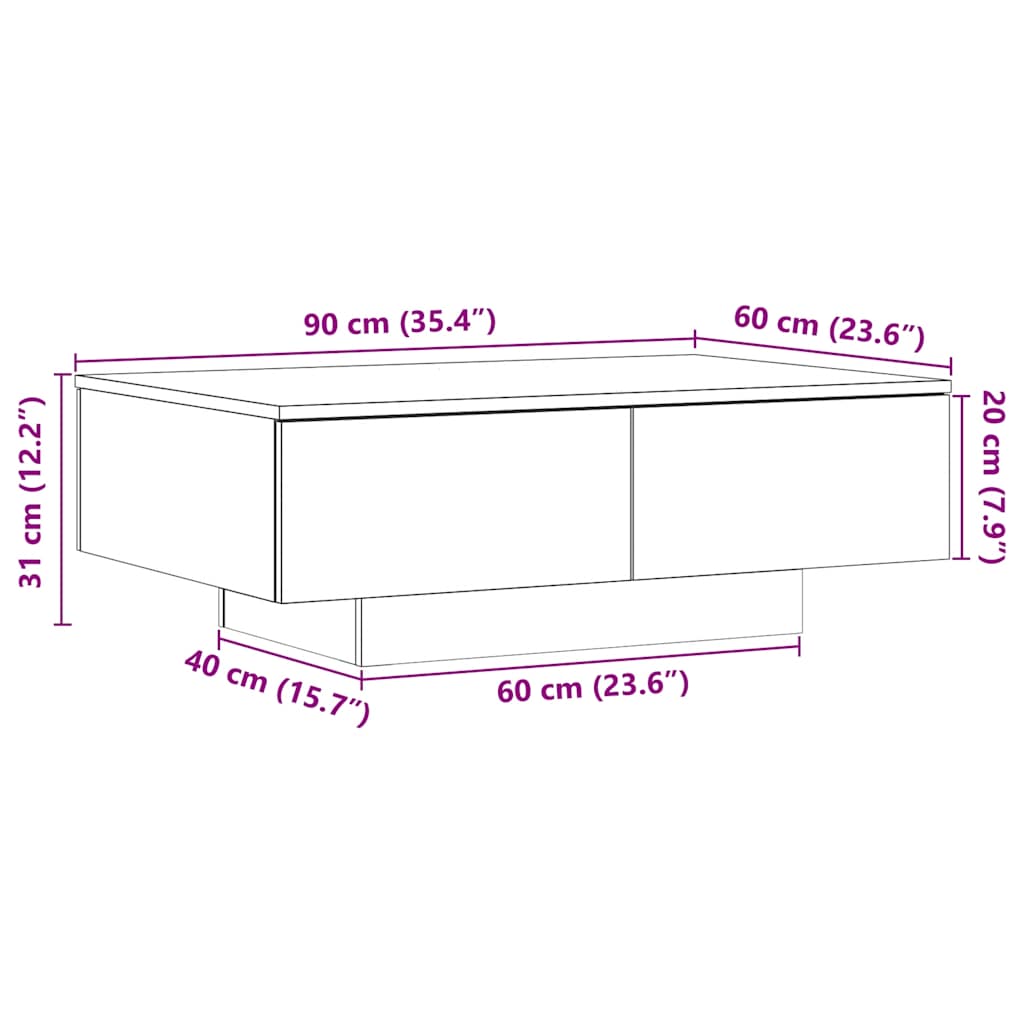 Tavolino da Salotto Legno Antico 90x60x31 cm Legno Multistrato | homemem39