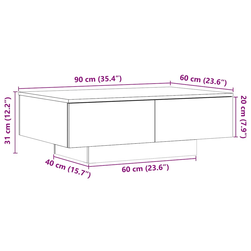 Tavolino da Salotto Rovere Artigianale 90x60x31 cm Truciolato | homemem39