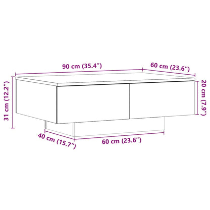 Tavolino da Salotto Rovere Artigianale 90x60x31 cm Truciolato