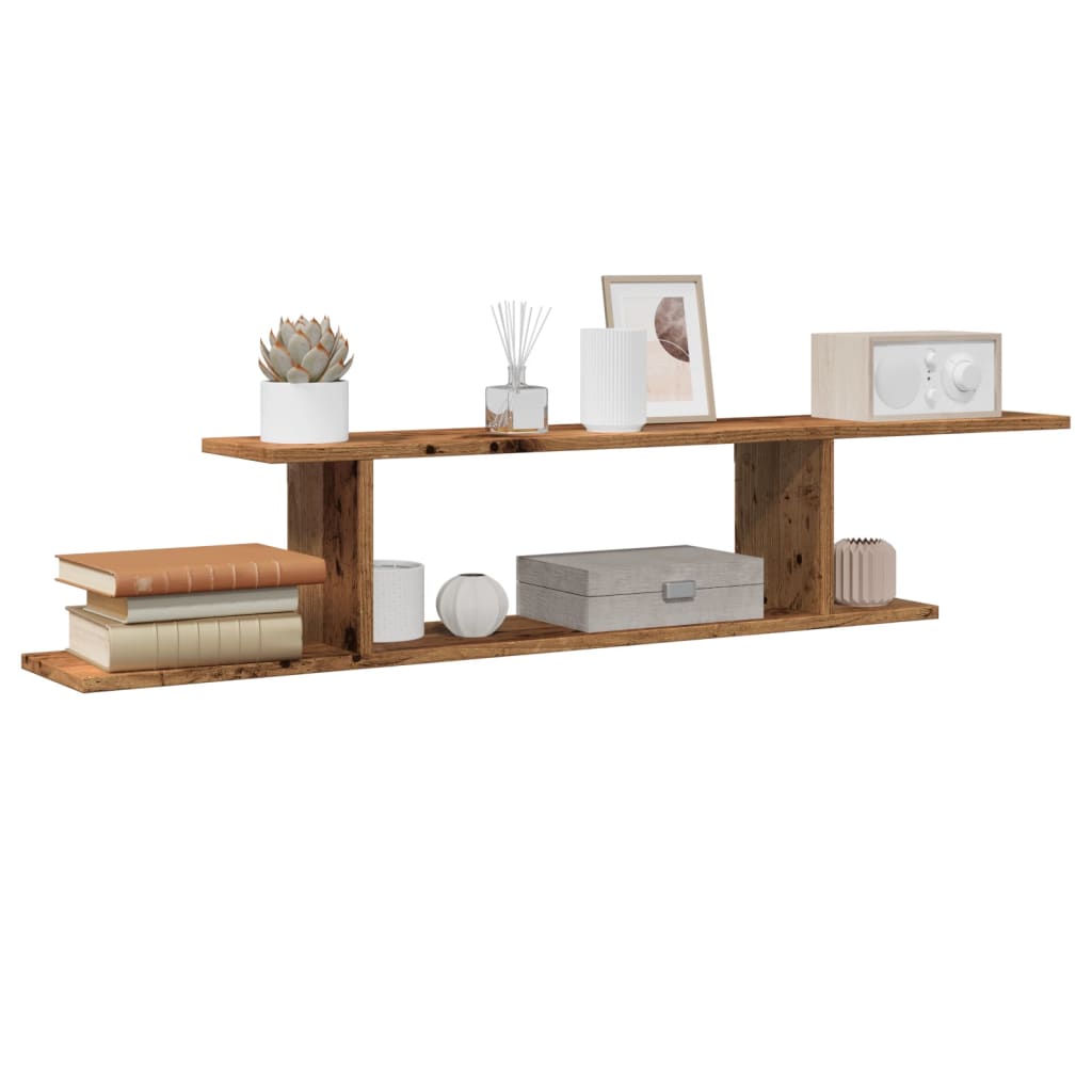 Scaffale TV Parete Legno Antico 125x18x23 cm Legno Multistrato | homemem39