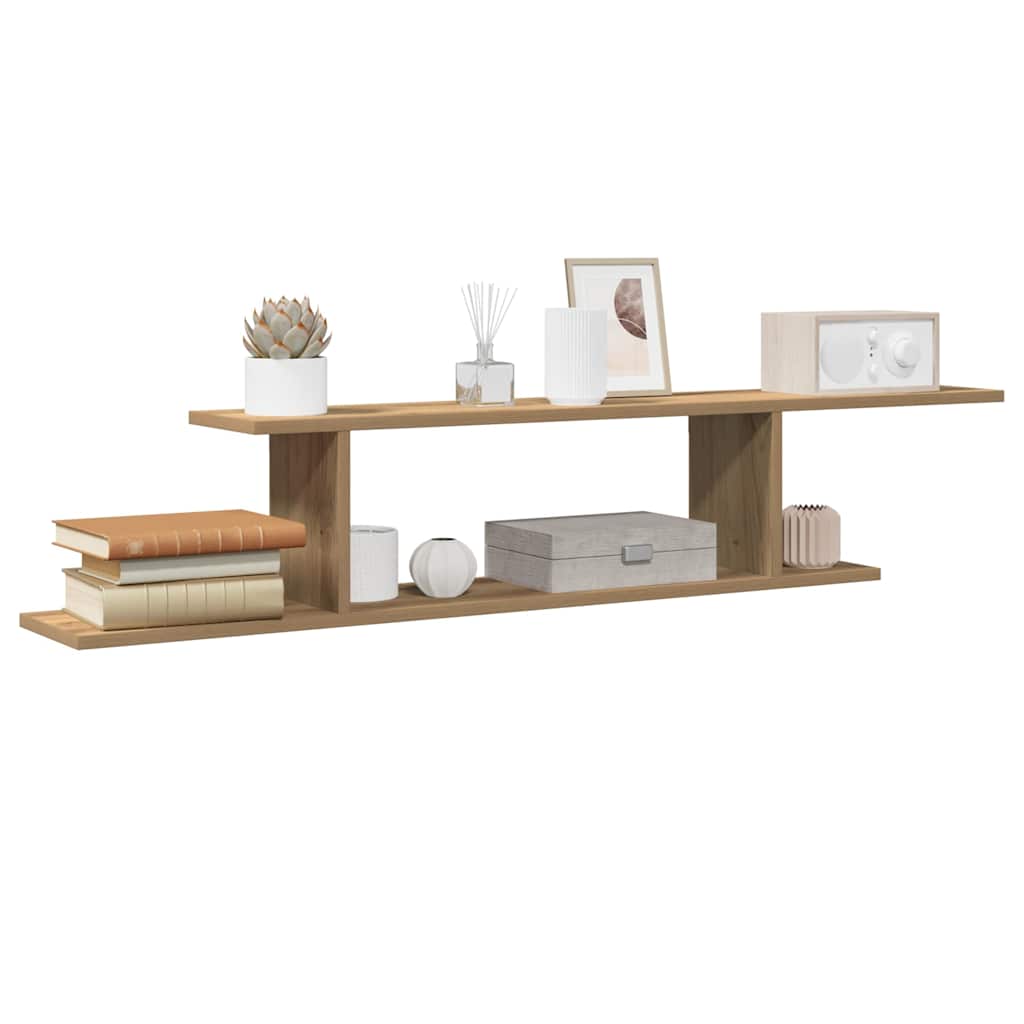 Scaffale TV Parete Rovere Artigianale 125x18x23 cm Truciolato | homemem39