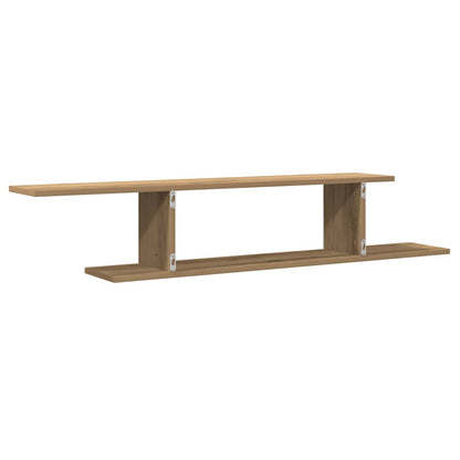 Scaffale TV Parete Rovere Artigianale 125x18x23 cm Truciolato | homemem39