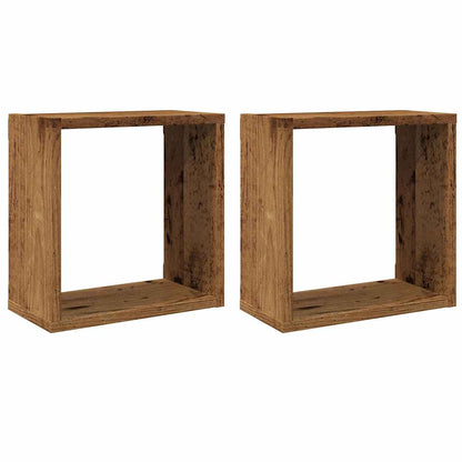 Mensole Parete a Cubo 2 pz Legno Vecchio 30x15x30 cm Truciolato | homemem39