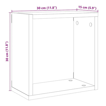 Mensole Parete a Cubo 2 pz Legno Vecchio 30x15x30 cm Truciolato | homemem39