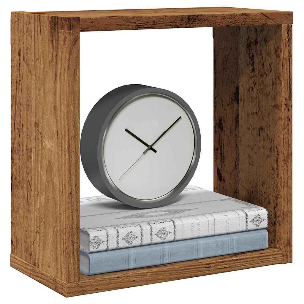 Mensole Parete a Cubo 2 pz Legno Vecchio 30x15x30 cm Truciolato | homemem39