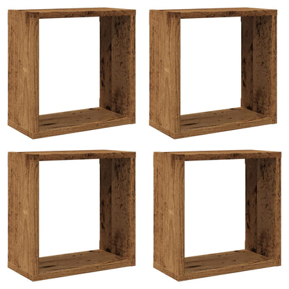 Mensole Parete a Cubo 4 pz Legno Vecchio 30x15x30 cm Truciolato | homemem39