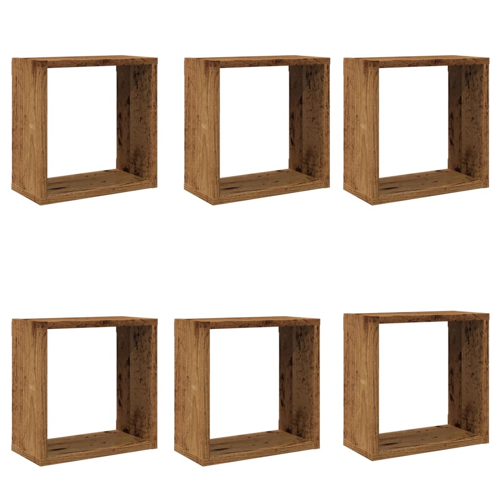 Mensole Parete a Cubo 6 pz Legno Vecchio 30x15x30 cm Truciolato | homemem39