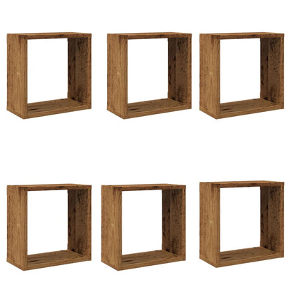 Mensole Parete a Cubo 6 pz Legno Vecchio 30x15x30 cm Truciolato | homemem39