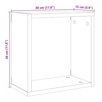 Mensole Parete a Cubo 6 pz Legno Vecchio 30x15x30 cm Truciolato | homemem39