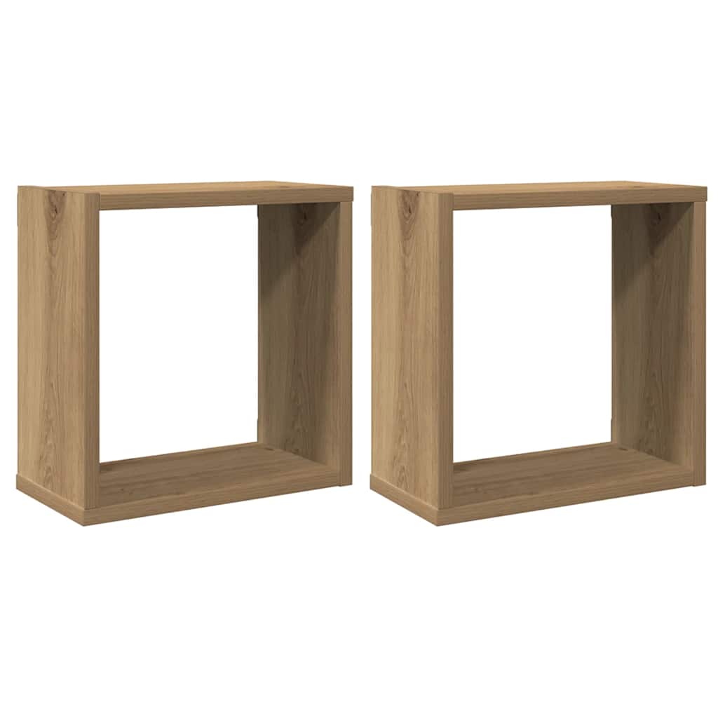Mensole Parete a Cubo 2 pz Artigianale 30x15x30 cm Truciolato
