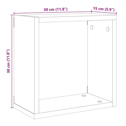 Mensole Parete a Cubo 2 pz Artigianale 30x15x30 cm Truciolato