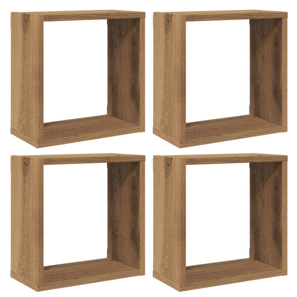 Mensole Parete a Cubo 4 pz Artigianale 30x15x30 cm Truciolato