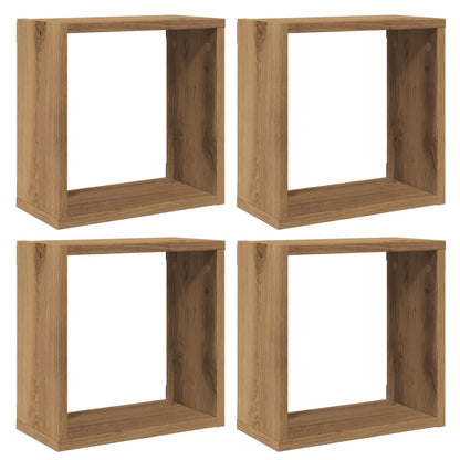 Mensole Parete a Cubo 4 pz Artigianale 30x15x30 cm Truciolato