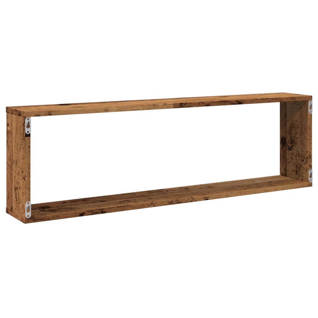 Mensole Parete a Cubo 2 pz Legno Vecchio 100x15x30cm Truciolato